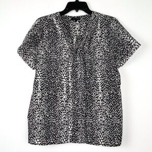 The Limited top black & white snakeskin patterned short sleeve blouse large